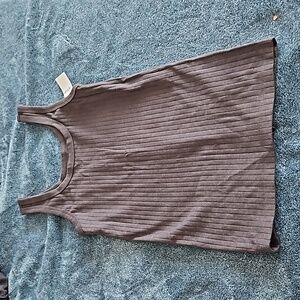 NWT, Aerie Charcoal Gray Ribbed Scoop Neck Tank Top, XS